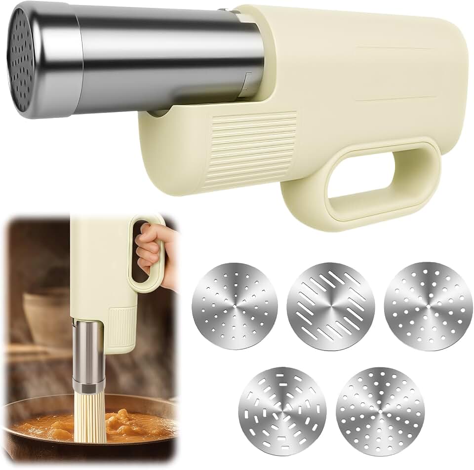 5 in 1 Automatic Electric Pasta Maker | Handheld Pasta Maker Machine for Homemade Pasta, DIY Appam, Idiyappam, Cordless Noodle Maker with Ergonomic Grip