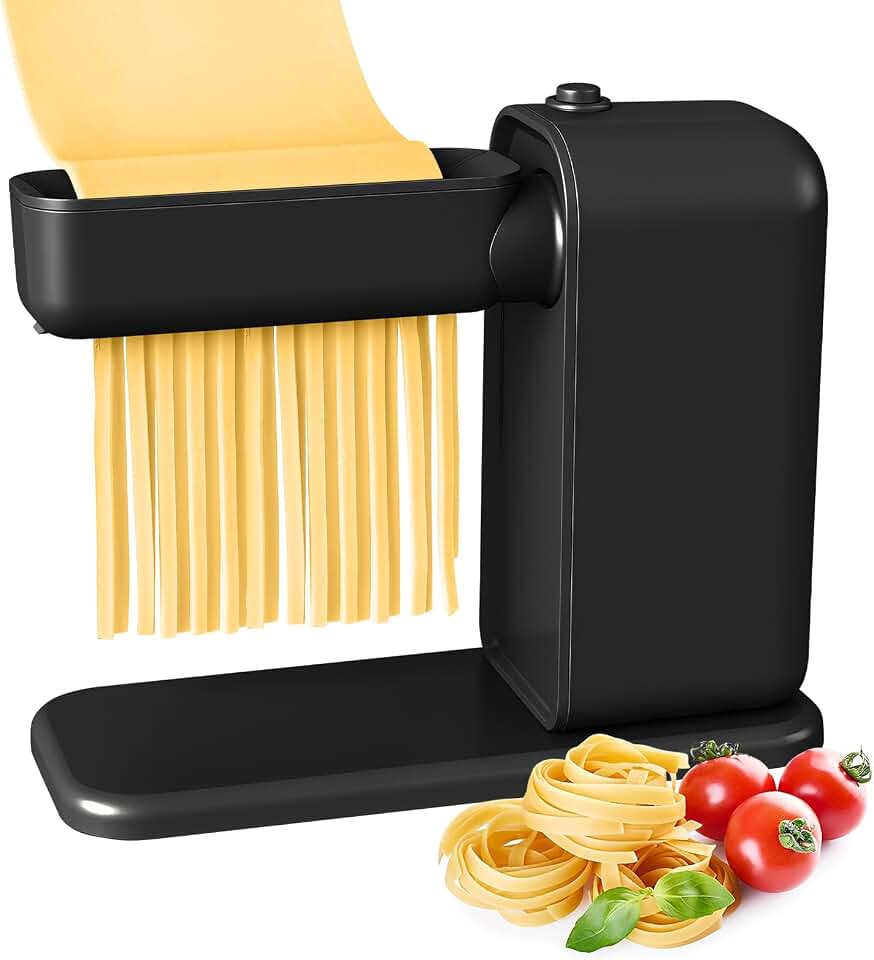 Electric Pasta Maker, Roller &amp; 2 Cutters Pasta Maker Machine, Black | Pasta Maker with Pasta Sheet Roller, Spaghetti &amp; Fettuccine Cutter, Electric Noodle Maker Includes Cleaning Brush &amp; Dough Bag