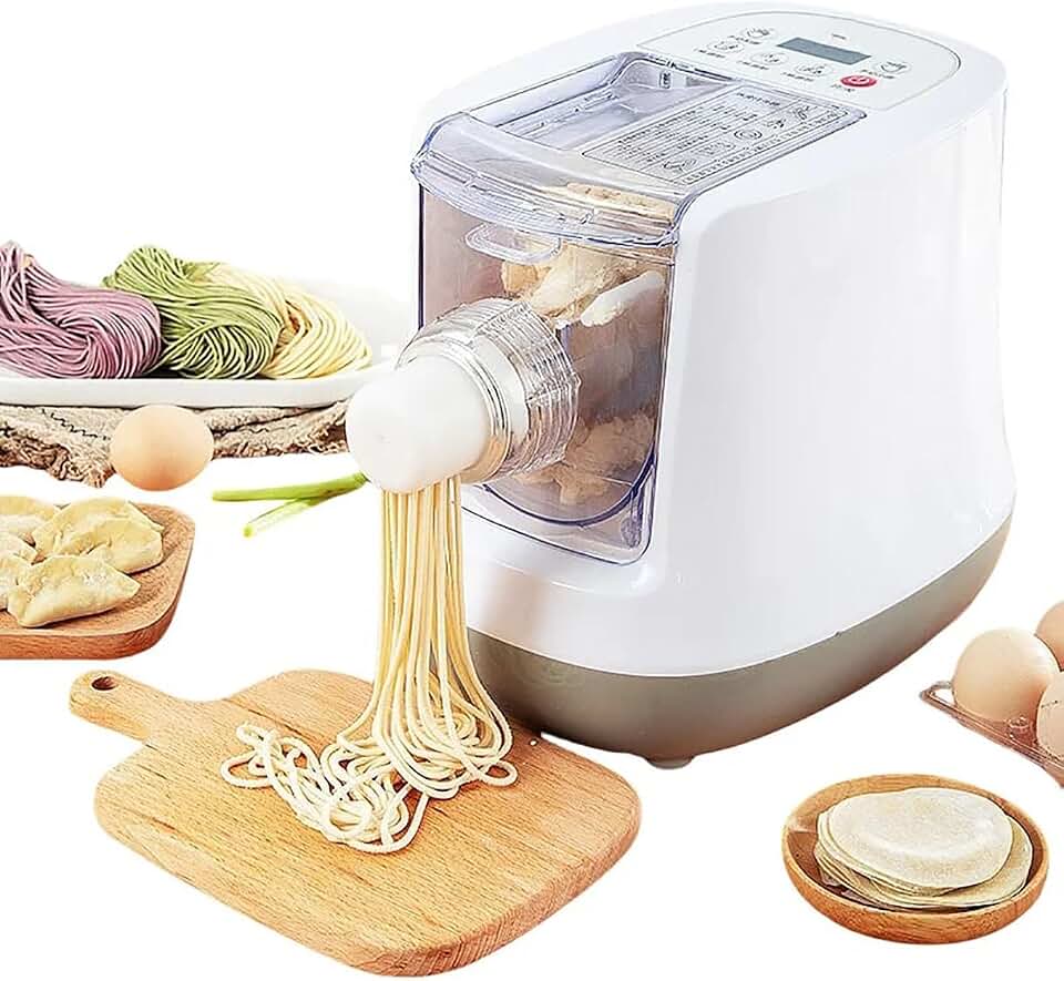 Electric Pasta Maker, Automatic Noodle Maker Machine | 13 Pasta Shapes, Pasta Machine Can Make Long Noodles, Spaghetti, Macaroni, White(110V, US Plug)