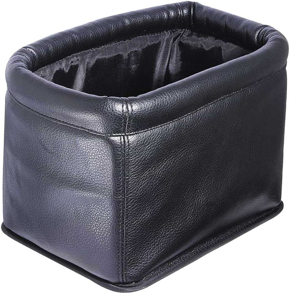Leather Car Trash Can, Luxury Leakproof Car Organizer, Black | 1.5 Gallon Garbage bag, Waterproof Auto Trash Bin, Fits Sedans, Trucks &amp; SUVs, Premium Interior Storage Accessory