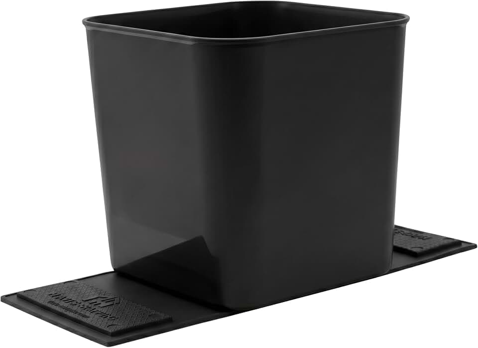 Car Trash Can for Vehicles Leakproof Compact Garbage Bin w/Stability Flap, Anti-Slip Base, Portable Trash Holder for Cars, Trucks, SUVs, Minivans (Black, Large)