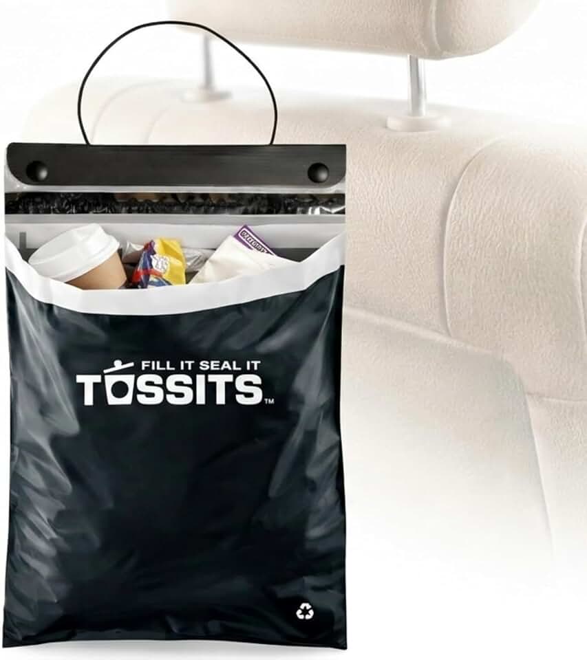 Tossits Hanging Car Trash &amp; Garbage Bags, Disposable, Black 21 Count