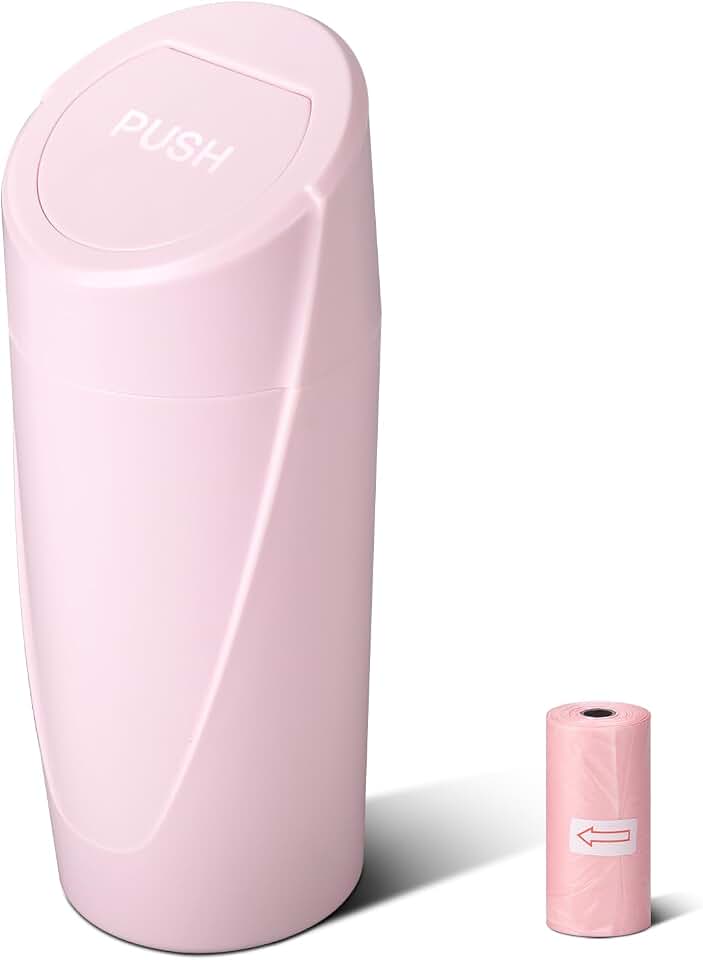 Car Trash Can Bin with Lid - Car Garbage Can Cup Holder - Pink Mini Leakproof Vehicle Garbage Bin with 20pcs Trash Bags - Automobile Organizers and Storage for Front Back Seat Accessories