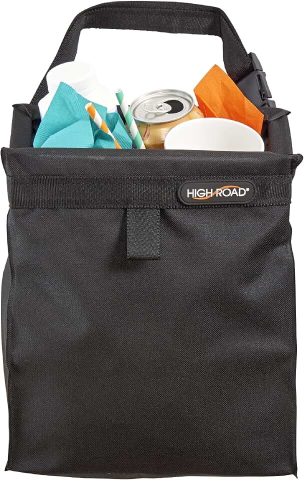 High Road TrashStash Hanging Car Trash Can with Push Close Lid | Mid Sized Car Garbage Bag With Leakproof Sealed Lining and Tension Frame Closure to Keep Car Trash Under Cover