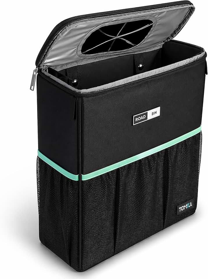 RoadBin Car Trash Can - Slim 4" 2.5 Gallon Hanging Car Garbage Can, Stays Upright, Leakproof and Odor-Sealing Trash Bin for Clean, Clutter-Free Trucks, SUVs and Vans - Designed in the USA