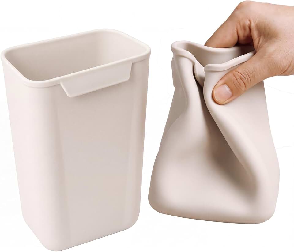 Soft Silicone 2‑in‑1 Car Door Pocket Trash Bin and Car Umbrella Holder | Flexible waterproof silicone bin fits all car door slots, works for both sides, white color, set of 2 for car waste storage