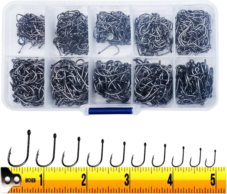 300PCS Small High-Carbon Steel Barbed Fishing Hooks,Hole,10 Sizes | Small High-Carbon Steel Barbed Fishing Hooks with Holes, 10 Specifications of Fishing Hooks, Portable Boxed Hooks