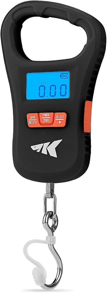 KastKing ToughTide USB Charging Fishing Scale, Fishing Gear, Black | 65 lb Capacity, Ultra-Thin Design, LCD Display, 8 Weight Memory, oz/lb/kg Multi-Modes, Fishing Accessories