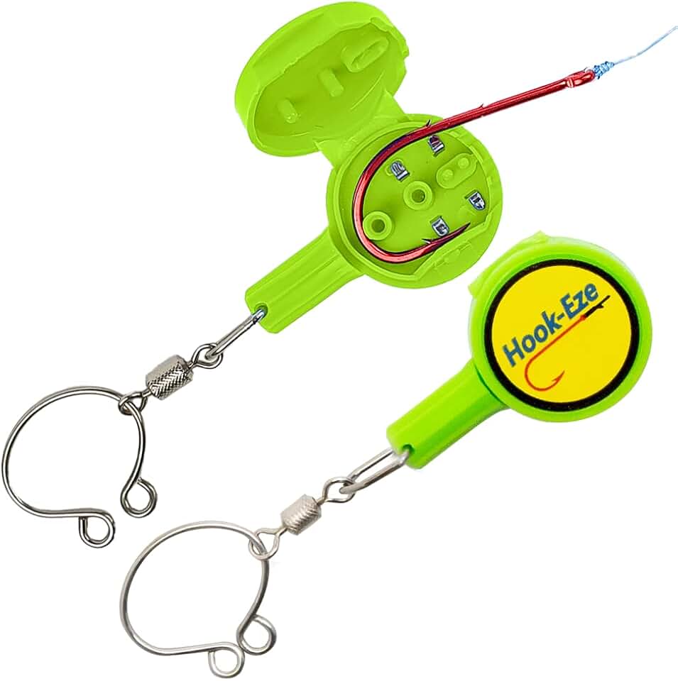 HOOK-EZE Fishing Knot Tying Tool | Protect from Fish Hooks | Tie Fishing Knots Easily | Cool Gadgets for Fishermen | Ice Fly Fishing | Fishing Accessories for Beginner Anglers | Nail Knot Tool ClimeCo Certified