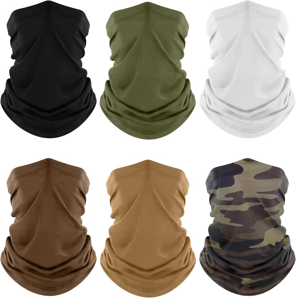 Fuinloth Neck Gaiter, 6 Pack Cooling UV Protection Bandana Face Mask Gator | Breathable Sweat Wicking, UPF 50, Sun Wind Dust Shield, Quick Dry &amp; Washable, 95% Polyester 5% Spandex Global Recycled Standard