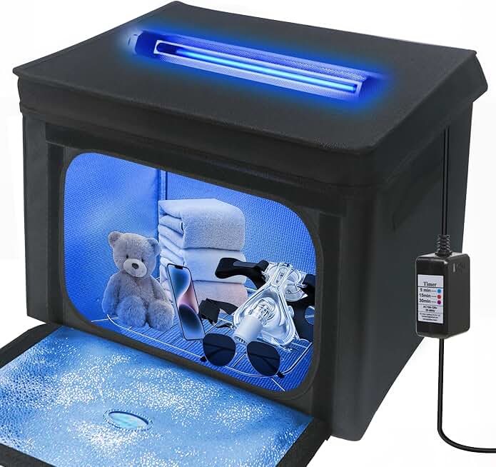 Large UV Sanitizer Box, 36L Portable Sanitizing and Cleaning Machine with 3-Level Timer, Foldable UV Cleaner Box for Household Use Like Phone, Towel, Key, Etc. Ozone Free
