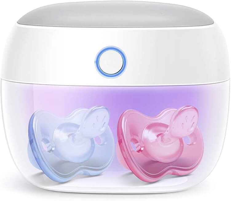 Papablic Portable Pacifier Sanitizer, UV Light Sanitizer Case On The Go for Baby Health, USB Rechargeable Mini Travel Sanitizer Box, 99.99% Cleaned in 59 Seconds Global Recycled Standard
