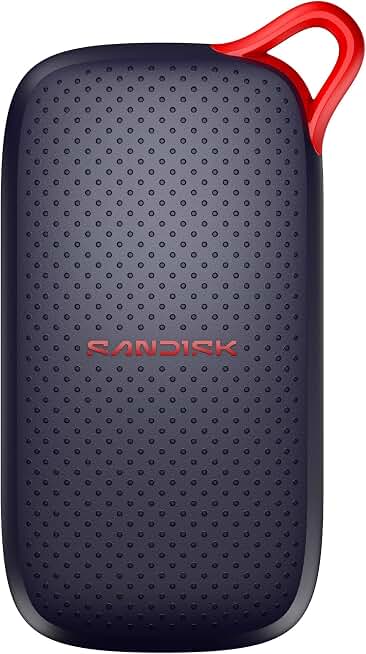 Sandisk 500GB Portable SSD - speeds up to 1000 MB/s - Up to 2-Meter Drop Protection, Pocket-Sized - USB Type-C, Compatible with Laptops and Tablets- Black - SDSSDE31-500G-G25