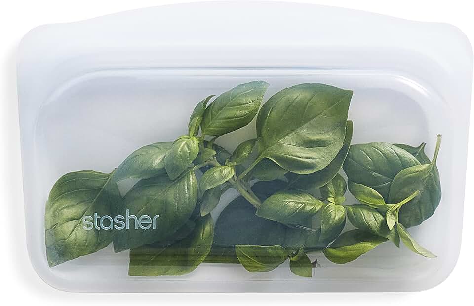 Stasher Premium Reusable Silicone Food Storage Snack Bag, Clear, 12 oz | Food-Safe Silicone, BPA-Free, Leak-Free, Eco-Friendly, Freezer, Microwave, Dishwasher, Oven Safe, Lunch Container, Snack Bags