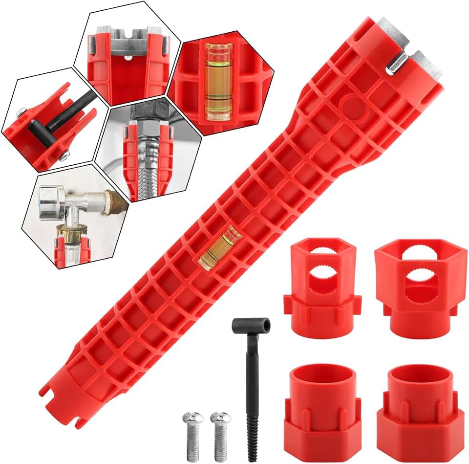 14-in-1 Multi-functional Wrench Faucet Sink Installer Tool for Toilets and Kitchens - Red Plumbing Wrench