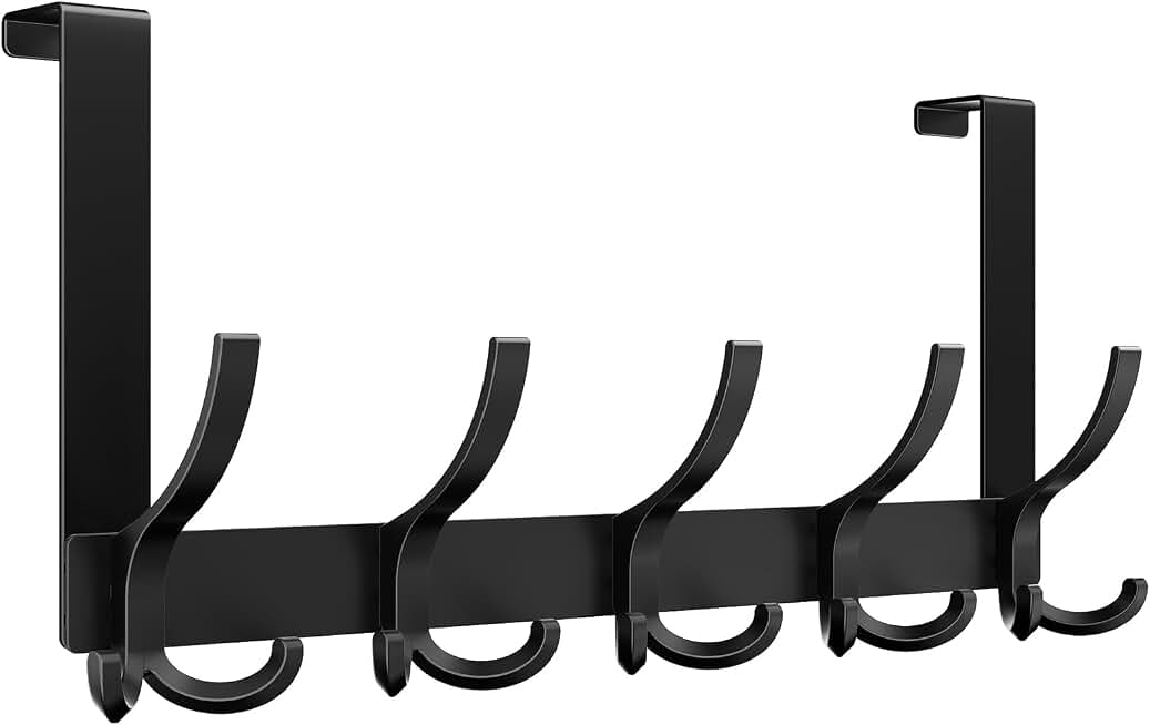 Optish Over The Door Hooks for Hanging, Over The Door Hanger, Over The Door Towel Rack for Bathroom (Black, 1 Pack)
