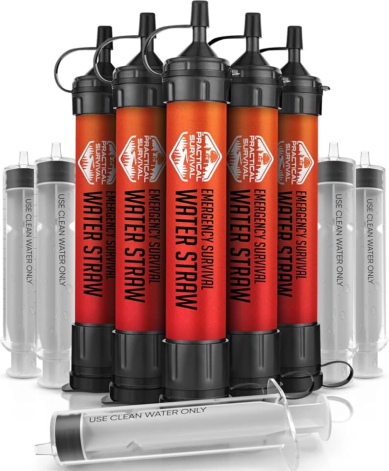 5 High-Capacity Emergency Water Straws – Lightweight, Reusable, 1800-gallon Filters for Camping, Hiking, Travel, Biking, Survival, and Emergency Preparedness - No Expiration Date - Practical Survival