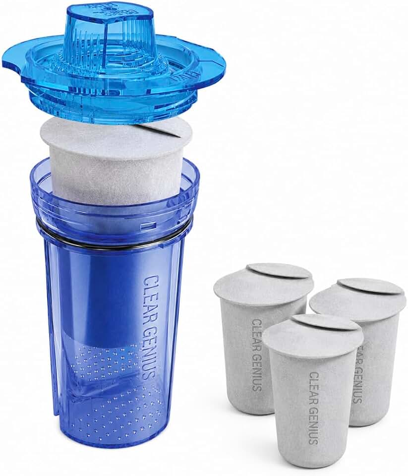 Reusable Water Filter Cartridge with 3 Filter Pod Refills, BPA-Free, Compatible with Brita, PUR, and Clear Genius Water Pitchers