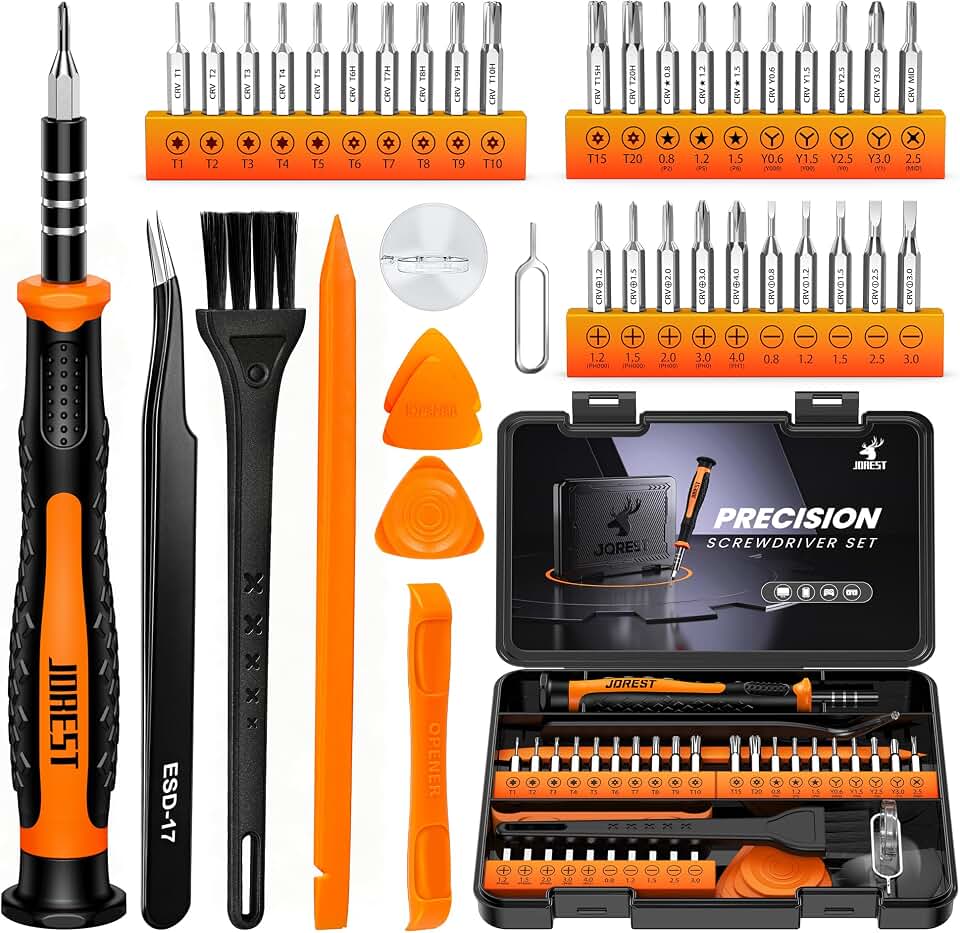 JOREST Small Precision Screwdriver Set with Torx Triwing Phillips, Mini Repair Tool Kit for Macbook, Computer, Laptop, PC, iPhone, PS5, Xbox, Switch, Glasses, Watch, Ring Doorbell, Electronics Recycled Claim Standard Blended
