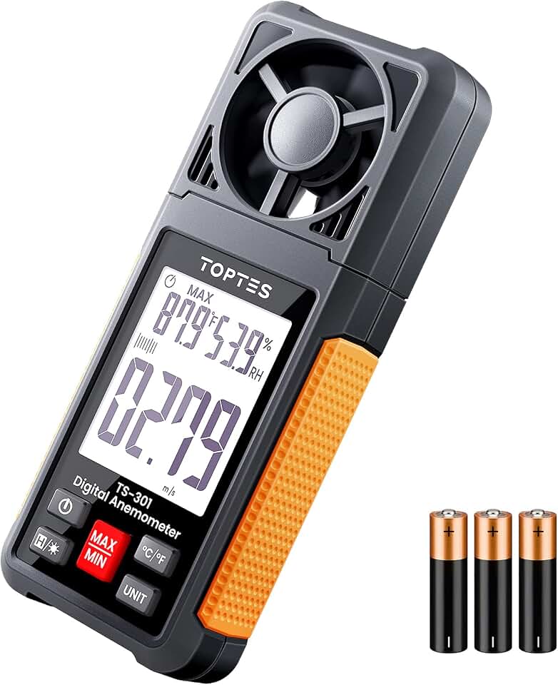 TopTes TS-301 Digital Anemometer, Wind Speed Meter with 2.26-inch Big Backlight LCD Screen, Air Flow Meter for Sailing Surfing Drone Flying RC Plane Golf Shooting HVAC