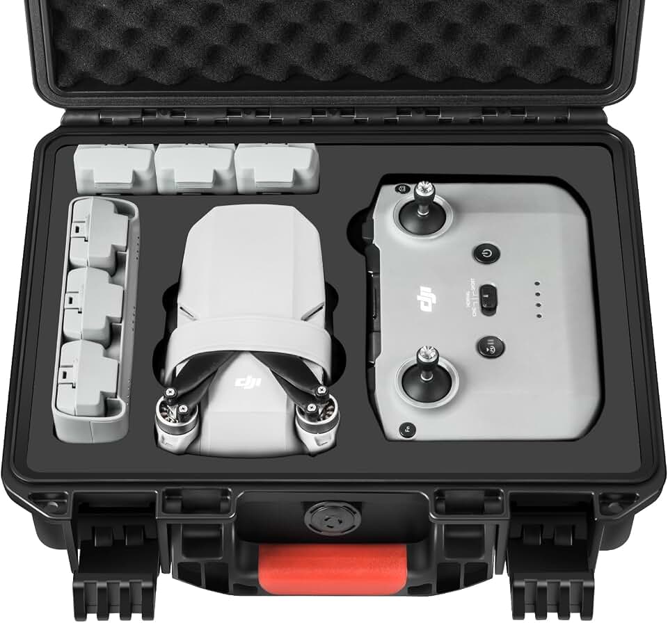 Hard Case for DJI Mini 4K Drone: Waterproof Travel Box for DJI Mini 2/SE | for DJI Mini 4k/Mini 2 /2 SE Fly Combo, With Custom Foam, Large for Drone, Battery, Charger, Cable Accessories (Case Only)