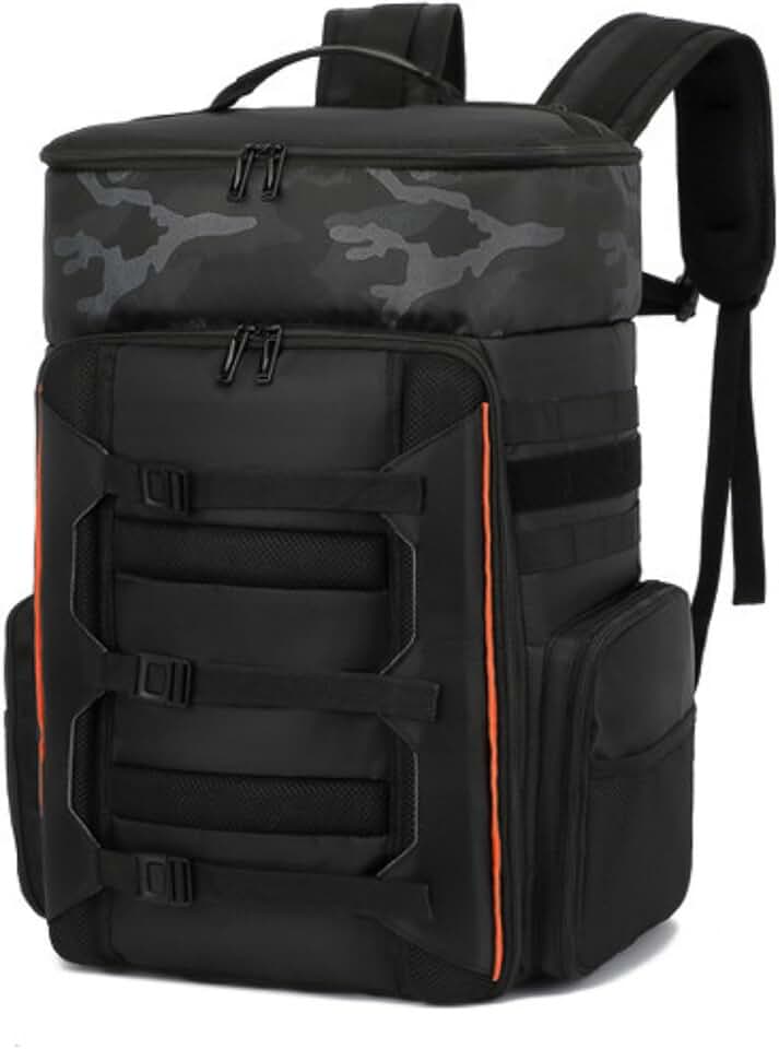 Drone Backpack 50L Professional for DJI FPV/Mavic/Air, Water Resistant Travel Backpack with 16" Laptop Compartment, Large Skateboard Backpack Carry on Backpack Airplane Approved Black Orange