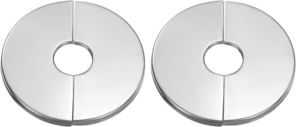 HARFINGTON 2pcs Wall Split Flange 0.67" (17mm) Stainless Steel Round Self-Adhesive Split Flange Pipe Cover Clip-on Escutcheon Collar for Floor Ceiling Bathroom Kitchen Restroom
