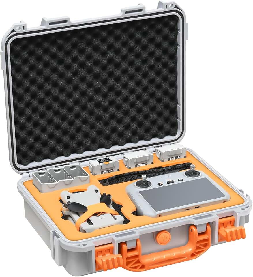 Hard Case for DJI Mini 3 Pro: with Custom Foam for DJI Mini 3/4 Pro Drone | Waterproof Carrying Case for DJI Mini 3 Fly More Combo, Batteries, Accessories, for DJI RC 2/RC/RC-N1/N2 (Case Only)
