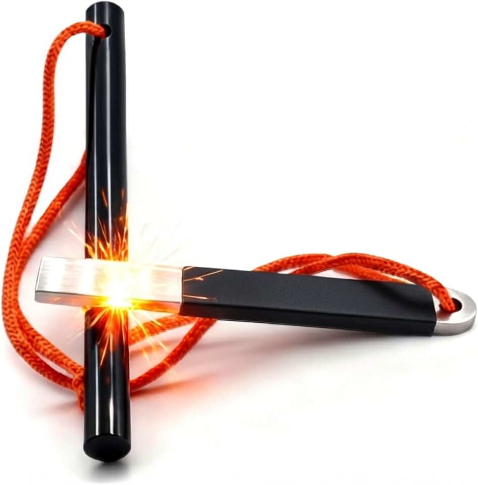 4" Portable Waterproof Ferrocerium Ferro Rod Fire Starter Survival Tool | Pocket-size, Flint and Steel, Magnesium Camping Emergency Fire Starters Kit with Striker, Outdoor Campfires Stick Firestarter