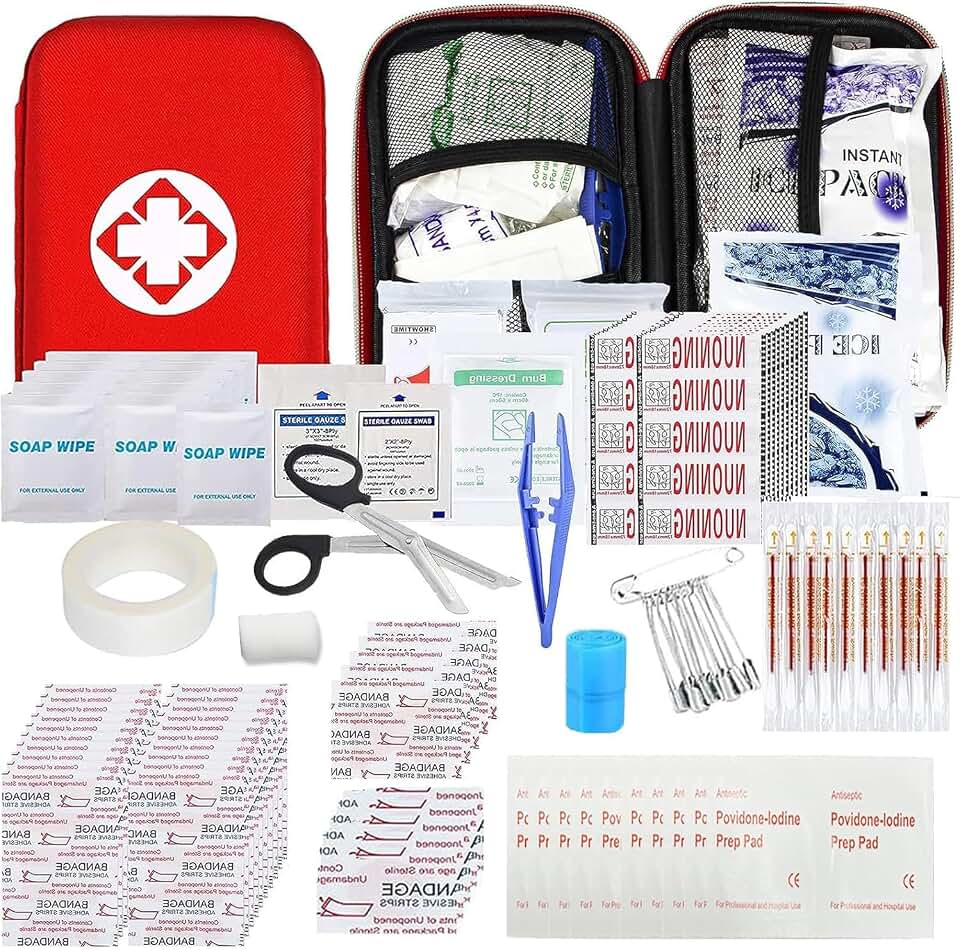 First Aid Kit 277PCS Car Home Camping Essentials Red Emergency Kit YIDERBO | School Supplies,Dorm Room Essentials,Survival Kit,Travel Essentials,Outdoor Adventure,Office Hiking Portable,Refill Supplies