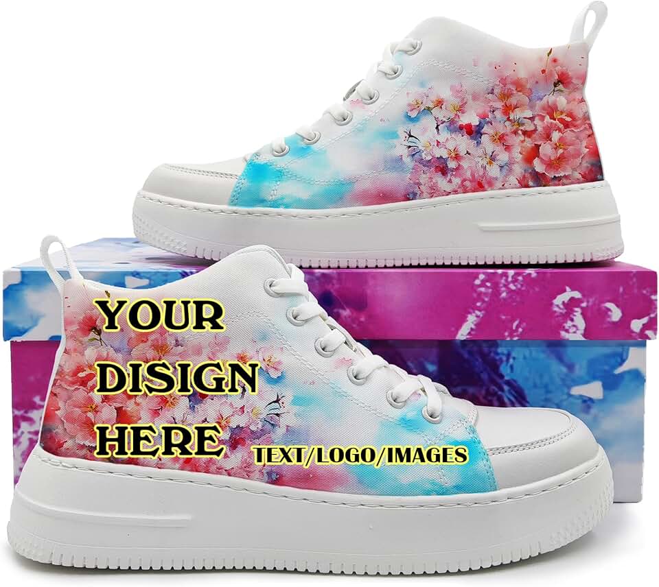 Customizable Logo/Design/Text Classic high-top Sneakers, Casual Couples Shoes, wear-Resistant Rubber Soles, Corporate Gifts, Group Event Customization, Unisex, All-Season Versatile. White