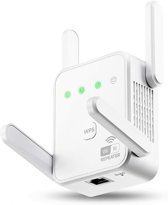 1200Mbps Dual Band WiFi Extender Signal Booster Covers Up to 3600 Sq.ft | Supports 80 devices | Dual Band 5GHz/2.4GHz | Equipped with an Ethernet port for AP mode | 4 antennas