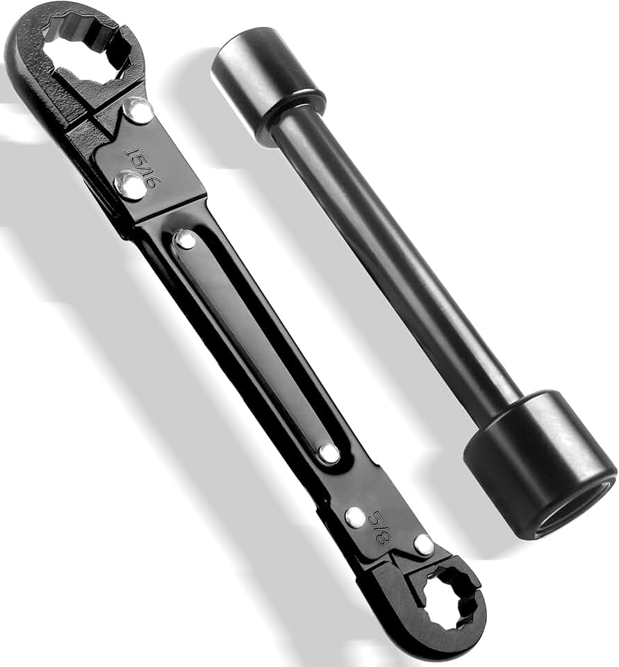 Plumbing Tools, Angle Stop Wrench Kit, Plumbing Wrench. New Compression Angle Stop and Removing the Compression Ring Professional Plumbing Toolset For Simple Angle Stop And Supply Nut Installation