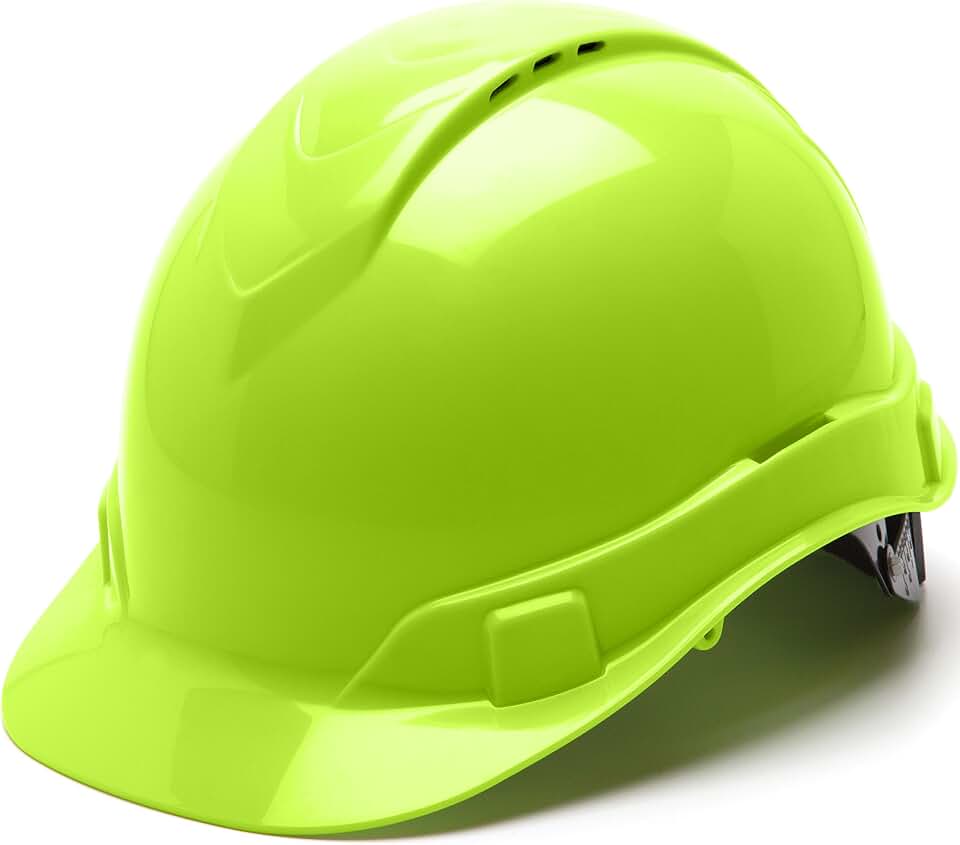 Pyramex Ridgeline Cap Style Hard Hat, 4-Point Ratchet, Vented | Lightweight HDPE shell, Ratchet suspension, Rain trough, Construction &amp; utility, ANSI Z89.1 Type I Class C/G/E
