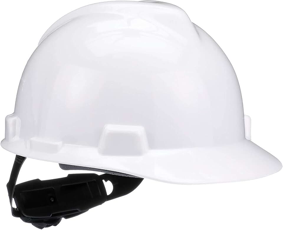 MSA V-Gard Cap Style Safety Hard Hat Suspension | Polyethylene Shell, Superior Impact Protection, Self Adjusting with Crown Straps | Fas-Trac III Ratchet Suspension