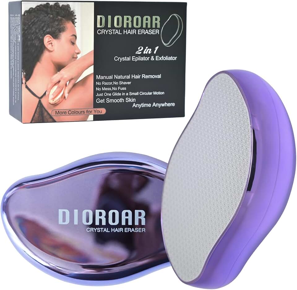 Crystal Hair Remover,Painless Reusable Hair Removal for Women &amp; Men | Upgraded Magic Crystal Hair Eraser,Gentle Nano Glass Exfoliation Epilator for Legs,Arms(Violet)
