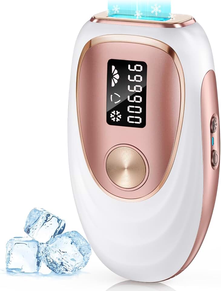 Laser Hair Removal for Women &amp; Men, At-Home IPL Device with Ice Cooling | 45°F Chilled Contact, Painless &amp; Smooth, Visible Results in 3 Weeks, Full Body, Face &amp; Bikini Line, Gold