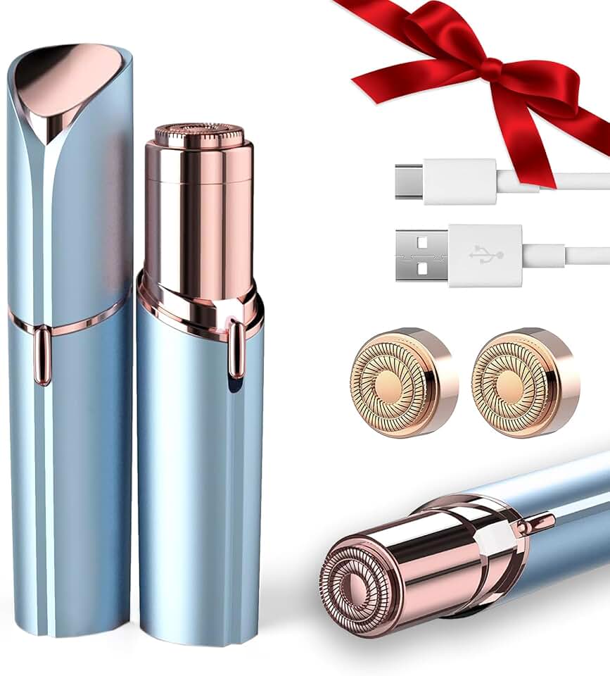 innobeaut Electric Facial Hair Removal for Women with 2 Replacement Heads | USB-C rechargeable, LED reveals fine hairs, Portable hair removal device for upper/lip/chin/peach fuzz, Travel-friendly