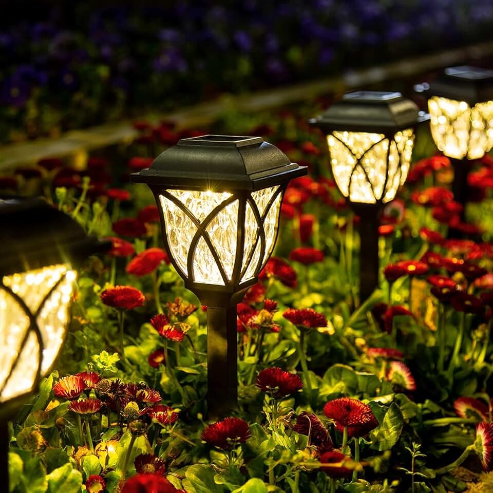 GIGALUMI 6 Pack Solar Lights Outdoor Waterproof, LED Solar Garden Lights | Outdoor Decorations, Garden Decor for Yard, Patio, Landscape, Planter, Walkway (Warm White) ClimatePartner certified