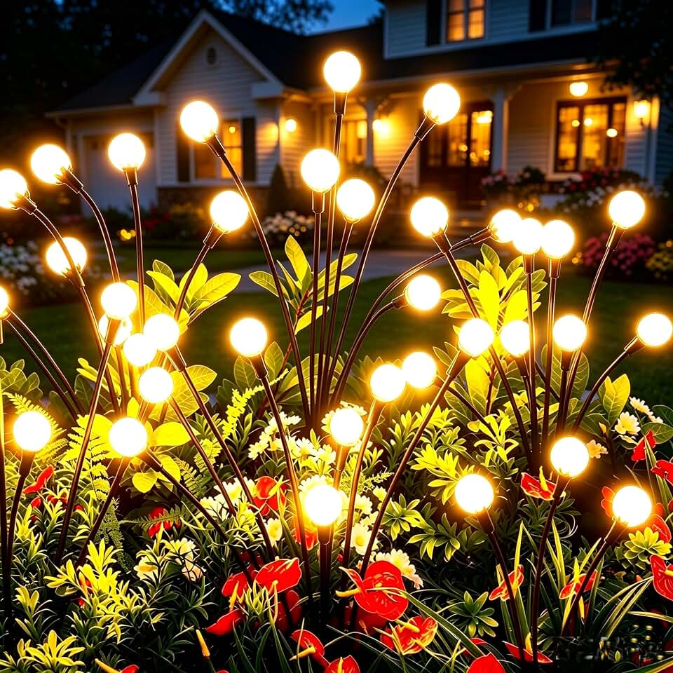 vignuto Solar Lights Outdoor Waterproof 4 Pack of 32 LEDs Garden Patio Firefly Decoration Unique Gifts Women Grandparents Global Recycled Standard