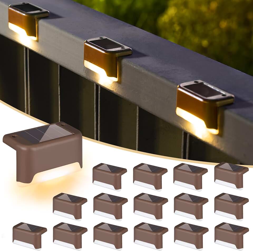 SOLPEX Solar Deck Lights Outdoor 16 Pack,Step Light Waterproof,Warm White | Led Solar lights for Outdoor Stairs,Step,Fence,Yard,Garden,Patio and Pathway ClimatePartner certified