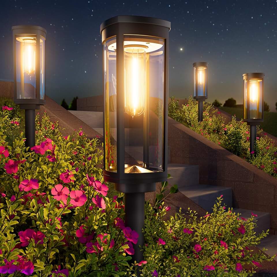 BITPOTT Solar Lights Outdoor, 8 Pack, Warm White, IP65 | For pathways and landscapes, Solar Landscape Lighting Waterproof pair auto on/off with 11–24 h runtime for front yards Global Recycled Standard