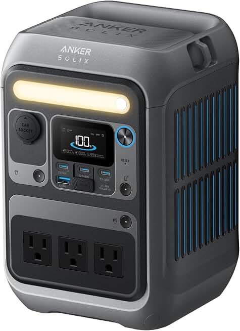 Anker SOLIX C300 Portable Power Station, 288Wh Solar Generator for Camping | LiFePO4 Backup Battery, 300W (600W Surge), 140W Two-Way Fast Charging, for Hunting, Travel, Blackout (Solar Panel Optional) ClimatePartner certified
