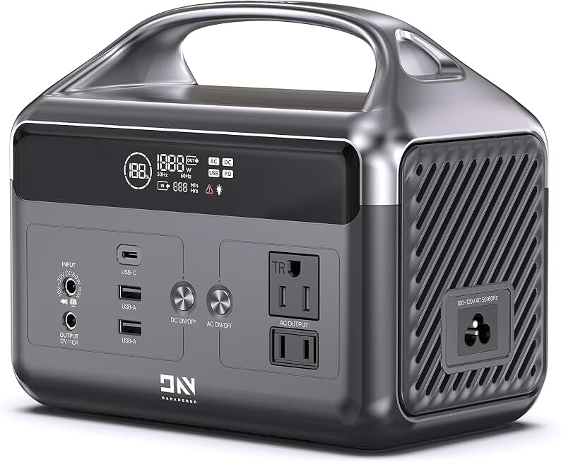 DaranEner Portable Power Station, 192Wh LiFePO4 Battery Backup Solar Generator with w/2 300W (Peak 600W) AC Outlets, USB-C PD 60W Fast Charge, Power Bank for Camping, Outdoor, Home,Emergency