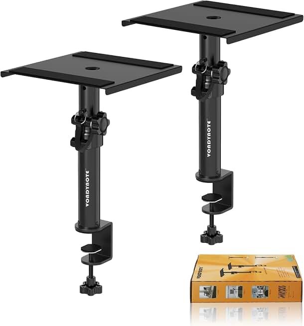 Vondynote Set of 2 Desktop Clamp Speaker Stands Short Studio Monitor Stands Height Adjustable Recycled Claim Standard 100
