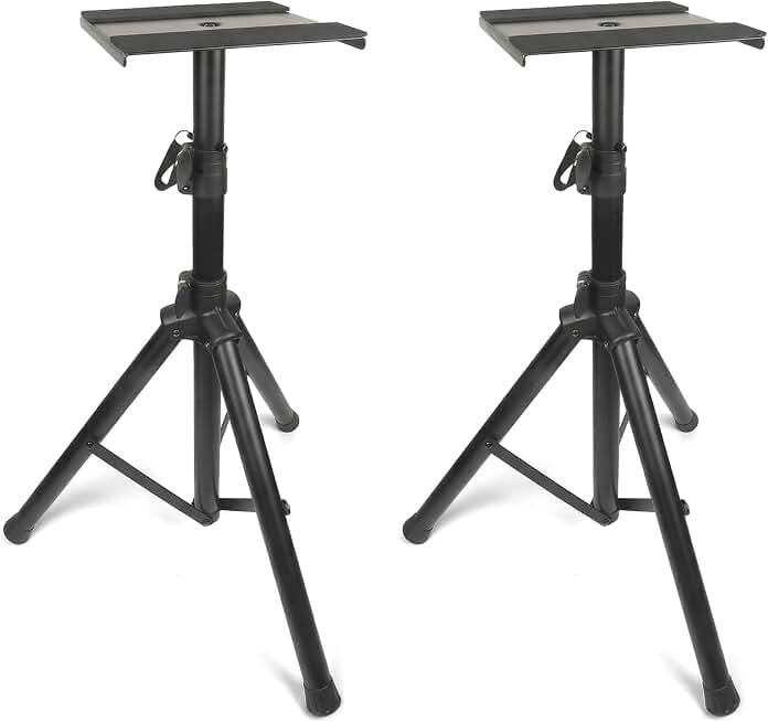 Heavy-Duty Studio Monitor Stands (Pair) - Adjustable Height 29" to 53" - 80lb Capacity Tripod Speaker Stands with Non-Slip Pads - Fits PA &amp; Studio Monitors