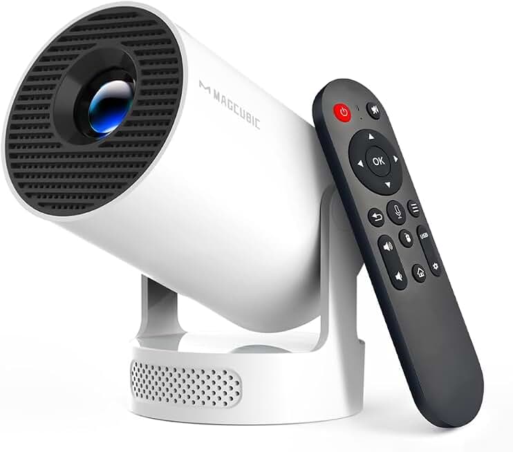 Magcubic Mini Projector with WiFi 6 and Bluetooth 5.4, Portable Projector 4K Support, 5W Soundbase Speaker, Auto Vertical Keystone 180°Rotatable Smart Proyector for Movie Home Outdoor ClimatePartner certified