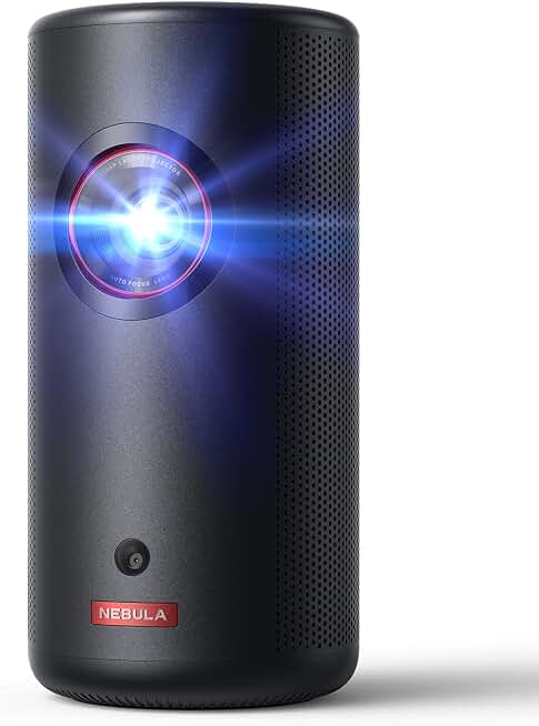 NEBULA Capsule 3 Laser Outdoor Portable Mini Smart TV Projector | Google TV, Netflix-Certified, Dolby Digital Sound, 120" Display, 2.5H Built-In Battery, Outdoor Wi-Fi Smart TV ClimatePartner certified