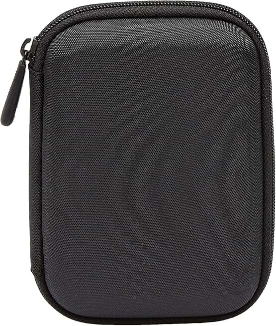 Amazon Basics Portable External Hard Drive Carrying Case with Mesh Storage, Protection, Secure Strap, Black