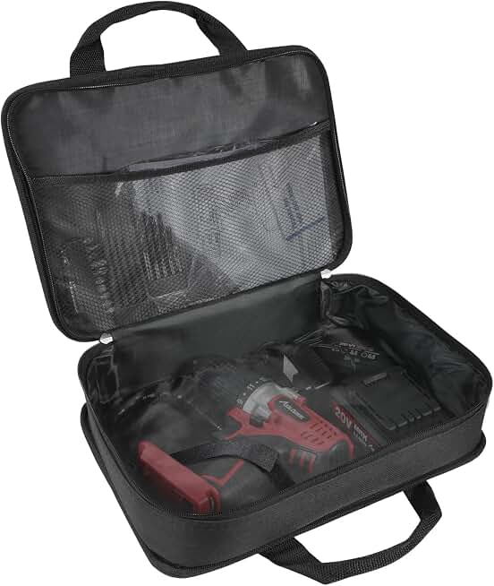 AVID POWER 12 Inch Tool Bag, Canvas, Mesh Dividers, Double Zipper, Portable | Storage Case for Cordless Drill, Tire Inflator, Impact Wrench And Tools, Mesh Dividers, Double Zipper, Soft Canvas, Portable